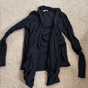 Sweet Romeo Black Open-Front Ribbed Cardigan